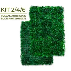 Kit 6 Unidades Placas 40x60 Buchinhos Grama Artificial Jardim Vertical Parede Verde Muro inglês