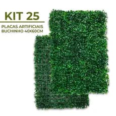 Kit 25 Unidades Placas 40x60 Buchinhos Grama Artificial Jardim Vertical Parede Verde Muro inglês