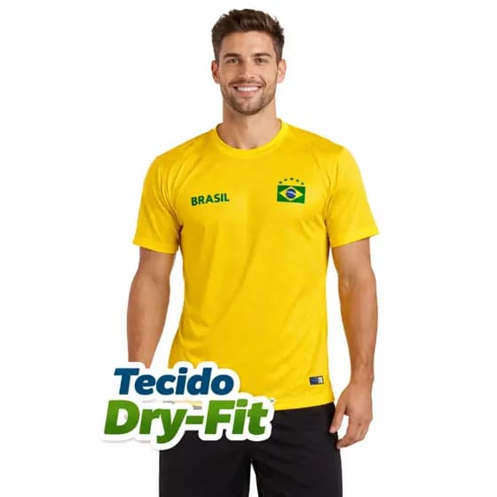 Camiseta Do Brasil Dry Fit Copa Do Mundo Masculino Feminino  – Conforto Máximo + Secagem Rápida