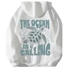 Moletom Feminino Tartarugas Oceano Vibes Canguru Capuz Bolso Blusa de frio Casaco Inverno Unissex Várias Cores