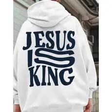 Moletom Canguru Casaco Com Bolso Capuz Streetwear Cristão Jesus IS KING Blusa de frio inverno Unissex Feminino Maculino