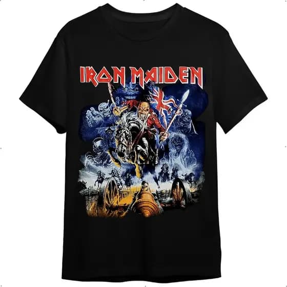 Camiseta Iron Maiden Preta Banda De Rock Invasion Of Raritie 100% algodão