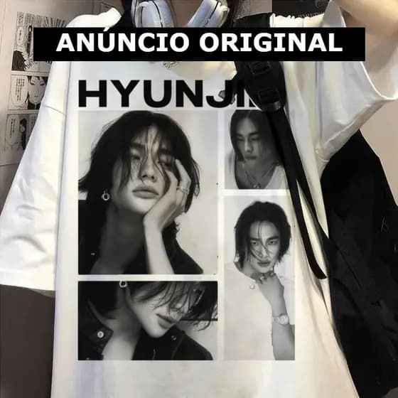 Camiseta Branca Stray Kids Kpop Hyunjin Liquidação