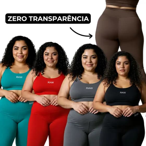 Conjunto Academia Plus Size Top e Calça Legging Fitness Zero Transparência