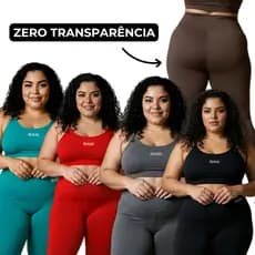 Conjunto Academia Plus Size Top e Calça Legging Fitness Zero Transparência