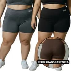Short De Academia Plus Size Feminino Cintura Alta Zero transparência