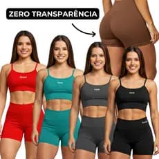 Conjunto Academia Top e Short Feminino Fitness Zero Transparência