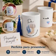 Caneca Dia dos Pais Porcelana Personalizada Presente Criativo para Pai - Pai e Filha