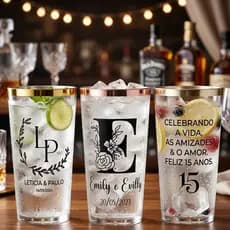 Kit Copo Twister 400ml Incolor com Borda Personalizado  Arte Cor Única  Lembrancinha para  Casamento