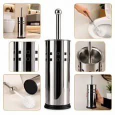 Escova Sanitária Inox Com Suporte Banheiro Privada Vaso