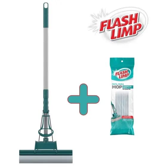 Kit com 1 Mop Limpeza Geral Plus Rodo  PVA Magico MOP7671 + 1 Refil RMOP7671 Flash Limp