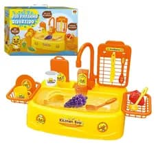 Pia de Cozinha Brinquedo Infantil Sai Agua Patinho Divertido Dm Toys DMT7132