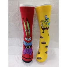 Kit 2 Pares de Meias Personalizadas Bob Esponja  Meia Algodão Cano Alto 34-43