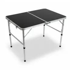 Mesa Dobrável Portátil Preta 90x60 Alumínio de Camping Vira Maleta Com Alça Tampo MDF