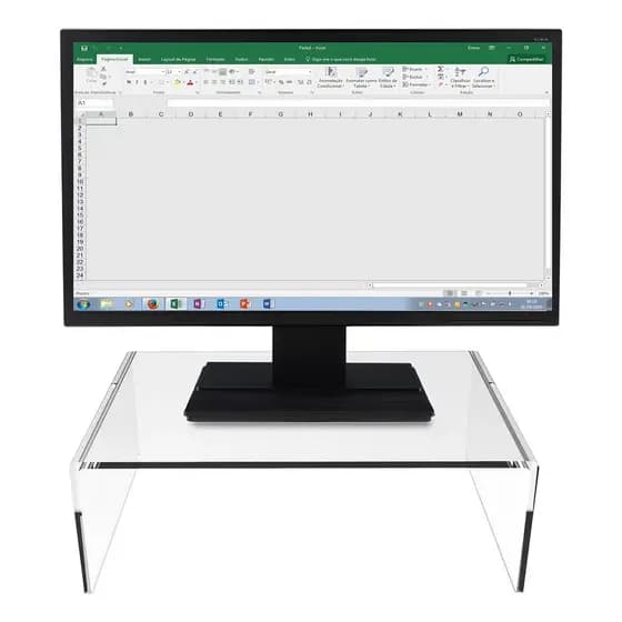 Suporte Acrílico Monitor Design Moderno Ergonômico Organizador Mesa Durável Estável Computador Led