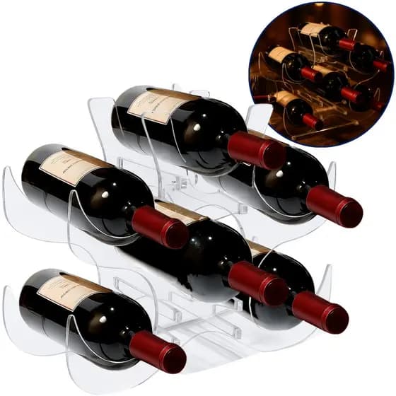 Expositor 6 Garrafas de Vinho Moderno Adega Bar Suporte 5mm Suporte Rack Organizador
