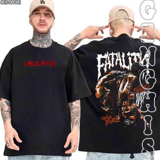 Camiseta Carlos Prates UFC MMA Lutador Brasileiro Camisa Basica e Oversized Plus Size Algodão