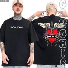 Camiseta Bon Jovi Banda Rock Cantor Icone Da Musica Musica Camisa Algodão Unissex Basica Oversized Plus Size