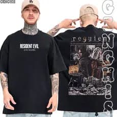 Camiseta Resident Evil Requiem 9 Grace e Leon Jogo Game Zumbi Camisa Basica e Oversized Unissex