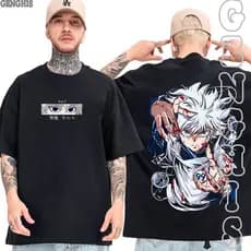Camiseta Killua Nen Thunder Palm Anime Hunter Vs Hunter Camisa Basica e Oversized Plus Size Unissex Algodão