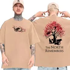 Camisa Game Of Thrones O Norte Se Lembra Starks Lobos do Norte Serie e Livros Camiseta Basica e Oversized Unissex