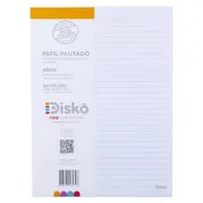 Refil Caderno de Disco Médio 50 Folhas Pautadas Reposicionável Escolar