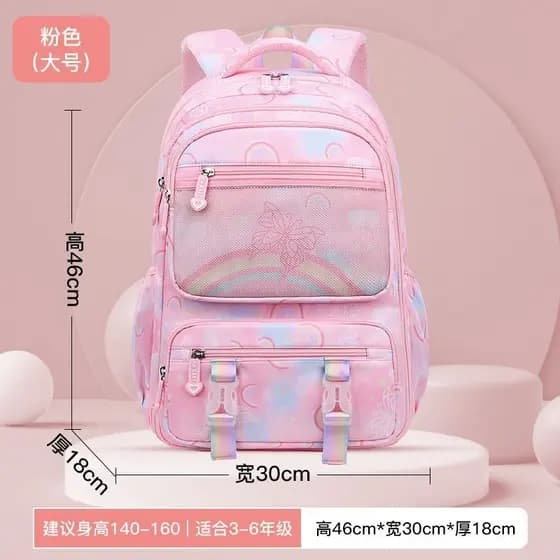 A nova bolsa escolar para meninas do ensino fundamental é leve, capaz, ultraleve e à prova d'água D-03-1