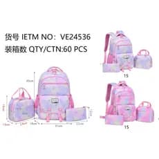 Kit com 3 bolsa mochila feminina nylon escolar estojo bolsinha transversal ve23456