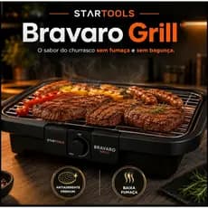 Churrasqueira STARTOOLS Bravaro Grill Eletrica Grelha Removivel Antiaderente Compacta Preta 127v