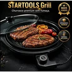 Grill STARTOOLS Eletrico Redondo Ajuste Termostato Alta Qualidade Potencia 220V Preto Premium