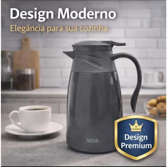 Garrafa Termica C Capacidade 1 Litro Alta Durabilidade Design Moderno Preta ou Cinza