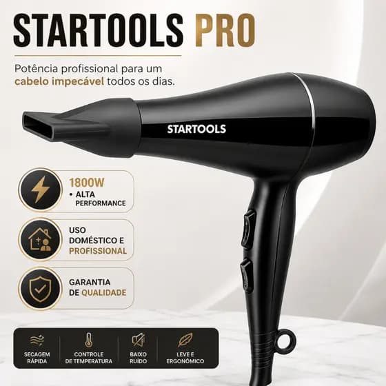 Secador Cabelo Profissional STARTOOLS  Potente 1800W 127V Alta Performance Velocidade Ajustavel