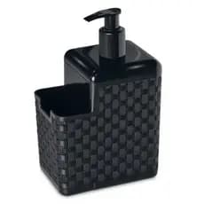 Porta Detergente Dispenser  E esponja Com Bico Dosador Rattan Preto Cozinha
