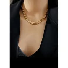 Colar Dourado Feminino Lindo Aço Inoxidável – Delicado Elegante  Resistente Luxo Presente Dia das Mães