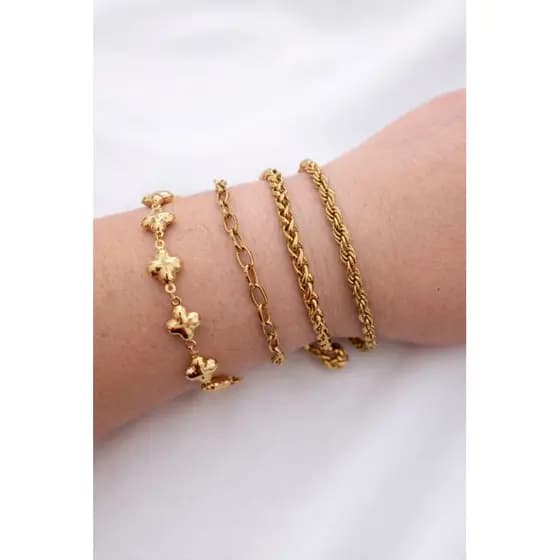 Pulseira Feminina Aço Inoxidável Dourado – Correntes e Elos Hipoalergênica Ajustável  Moderna Elegante