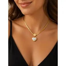Colar Feminino Aço Inox Pingente de Madrepérola Romântico Presente Dia das Mães