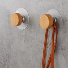 2x Ganchos Cabide Sem Furos Rústico em Madeira 3cm