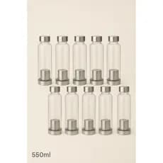 Kit 10 Garrafas de Vidro e Inox com Infusor 550ml - Incluso Capa Neoprene - Chá, Água, Sucos, Bebidas Detox