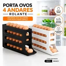 Porta Ovos 4 Andares Rolante Organizador Geladeira 20 a 30 Ovos Branco ou Preto