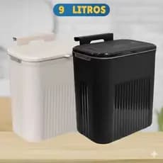 Kit 2 ou 1 Lixeira Suspensa 9L Sem Furo Tampa Retrátil Porta Armário Multiuso
