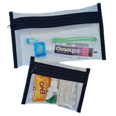 Kit Estojo de Higiene Bucal + Farmacinha de Bolsa Viagem Porta Remédios Plastificado com Zíper