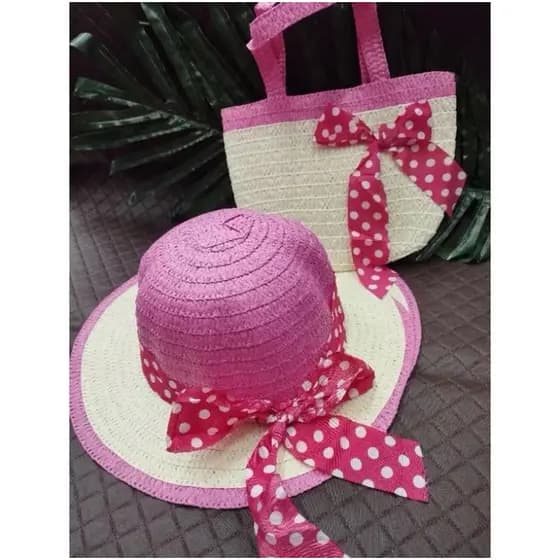 chapéu infantil /kit praia infantil/chapéu e bolsa