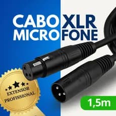 Cabo Extensão XLR Balanceado Macho para Fêmea 1,5m Alta Qualidade
