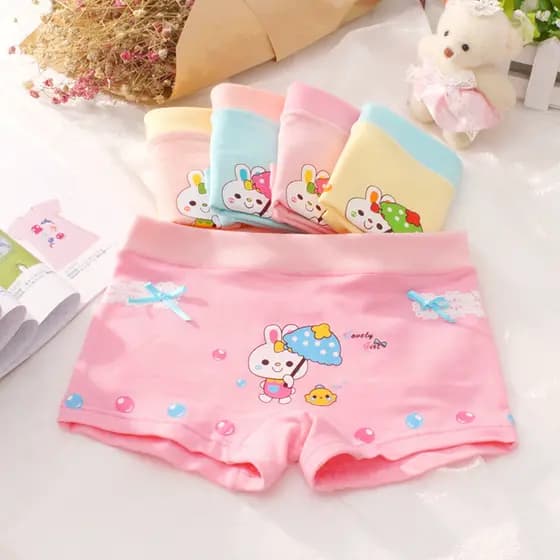 5 peças de roupa interior de algodão puro para criança, boxer de menina, calções de estudante, roupa interior de quatro pontas para bebé