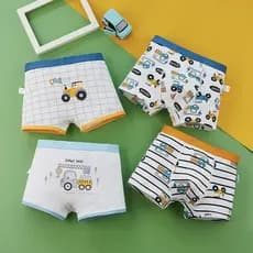 4 Peças Roupa Íntima Infantil Puro Algodão Cuecas Boxer Bebê Shorts Médio Grande Crianças Briefs