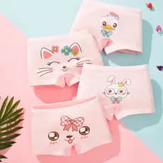 4 Peças Roupa Íntima Infantil Puro Algodão Cueca Meninas Boxer Estudante Shorts Bebê Briefs