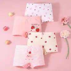Cuecas de 4 peças de roupa íntima feminina Boxer Bebê Puro Algodão Respirável Meninas Pequenas Meninas Boxer Infantil Médio Grande Calções Infantis