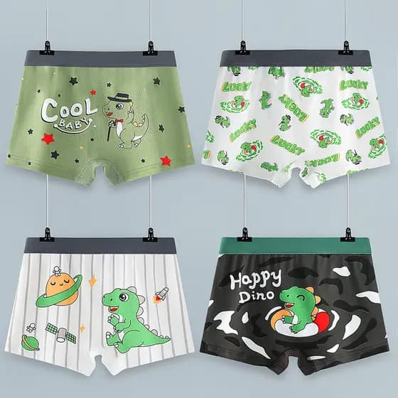 ((4 peças) Cuecas boxer infantis de algodão puro desenho animado fofo meninos cuecas boxer bebê