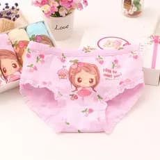 4 peças de roupa íntima infantil de algodão puro, calças de três cantos femininas, shorts de estudante