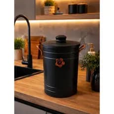 Lixeira Decorativa redonda metal Preto fosco 3 Litros de pia cozinha bancada 3 modelos